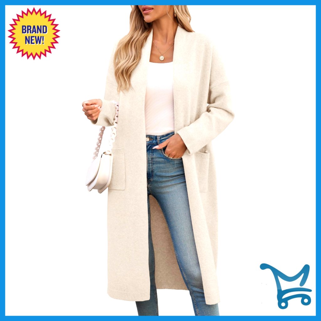 Oversized Chunky Knit Long Cardigan With Pockets Open Front Duster Coat